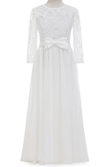 A-Line Floor Length Tulle Lace Flower Girl Dress CF0284 - COCOMELODY