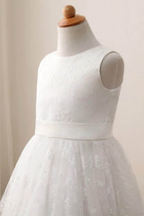 A-Line Tea Length Lace Flower Girl Dress CF0287 - COCOMELODY