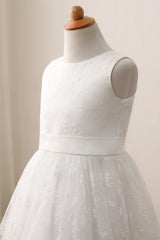 A-Line Tea Length Lace Flower Girl Dress CF0287 - COCOMELODY