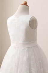 A-Line Tea Length Lace Flower Girl Dress CF0287 - COCOMELODY