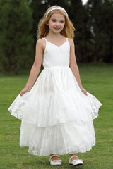A-Line Floor Length Lace Flower Girl Dress CF0288 - COCOMELODY