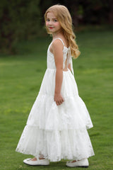 A-Line Floor Length Lace Flower Girl Dress CF0288 - COCOMELODY