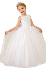 A-Line Floor Length Tulle Lace Flower Girl Dress CF0289 - COCOMELODY