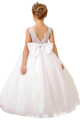A-Line Floor Length Tulle Lace Flower Girl Dress CF0289 - COCOMELODY