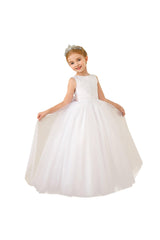 A-Line Floor Length Tulle Lace Flower Girl Dress CF0289 - COCOMELODY