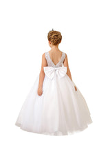 A-Line Floor Length Tulle Lace Flower Girl Dress CF0289 - COCOMELODY