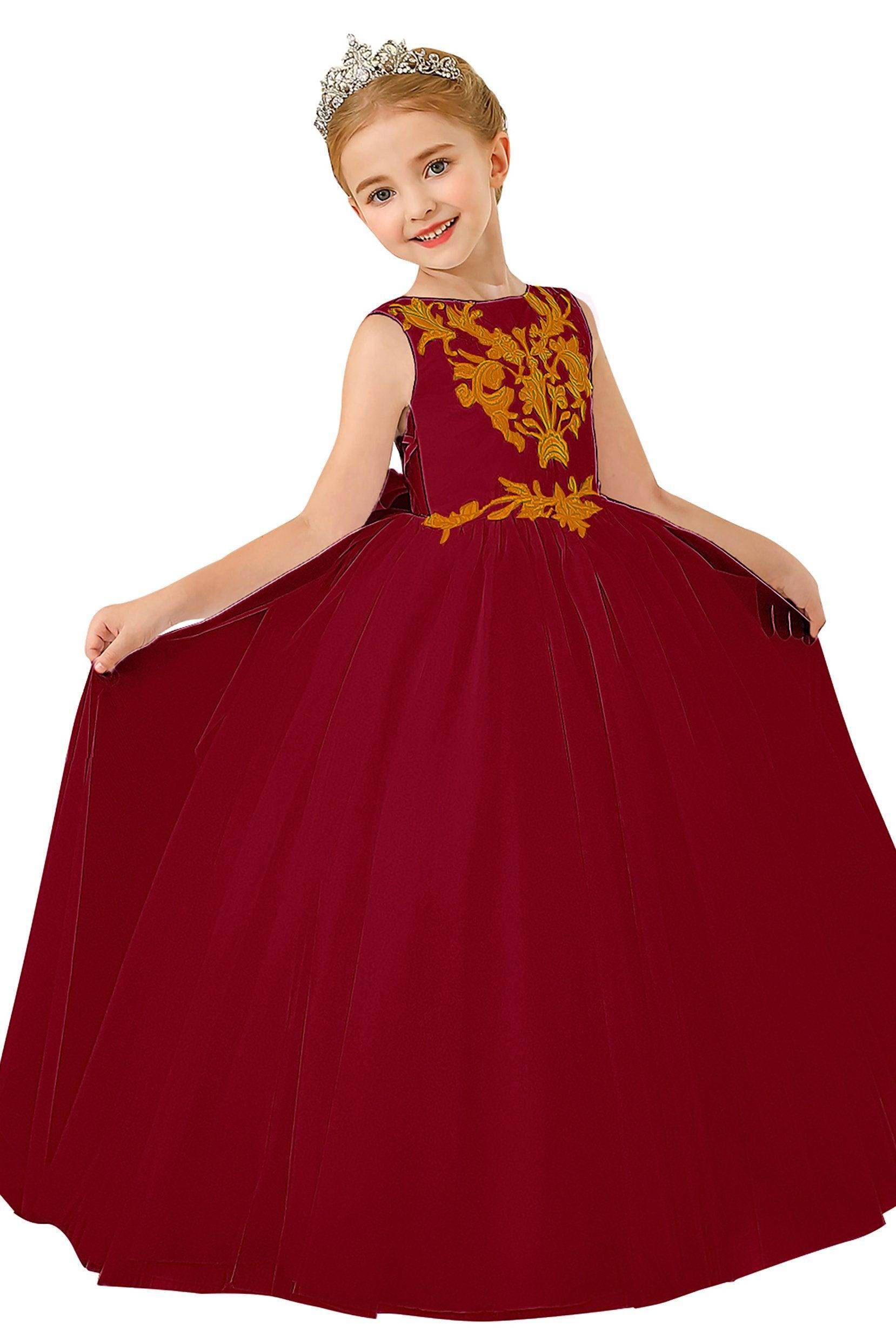 A-Line Floor Length Tulle Lace Flower Girl Dress CF0289 - COCOMELODY