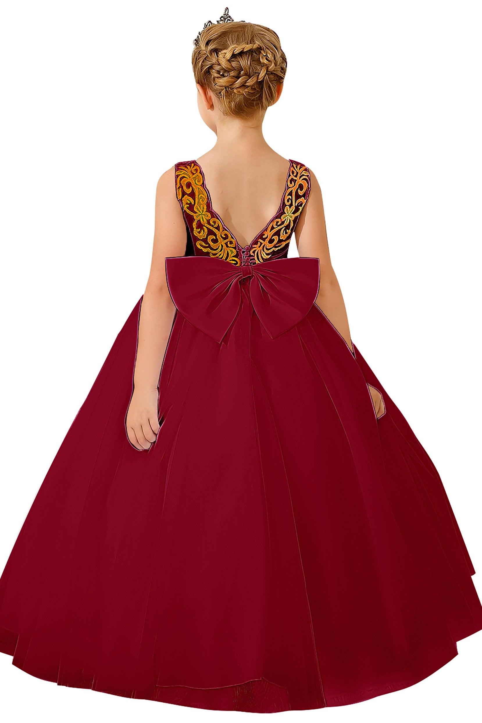 A-Line Floor Length Tulle Lace Flower Girl Dress CF0289 - COCOMELODY