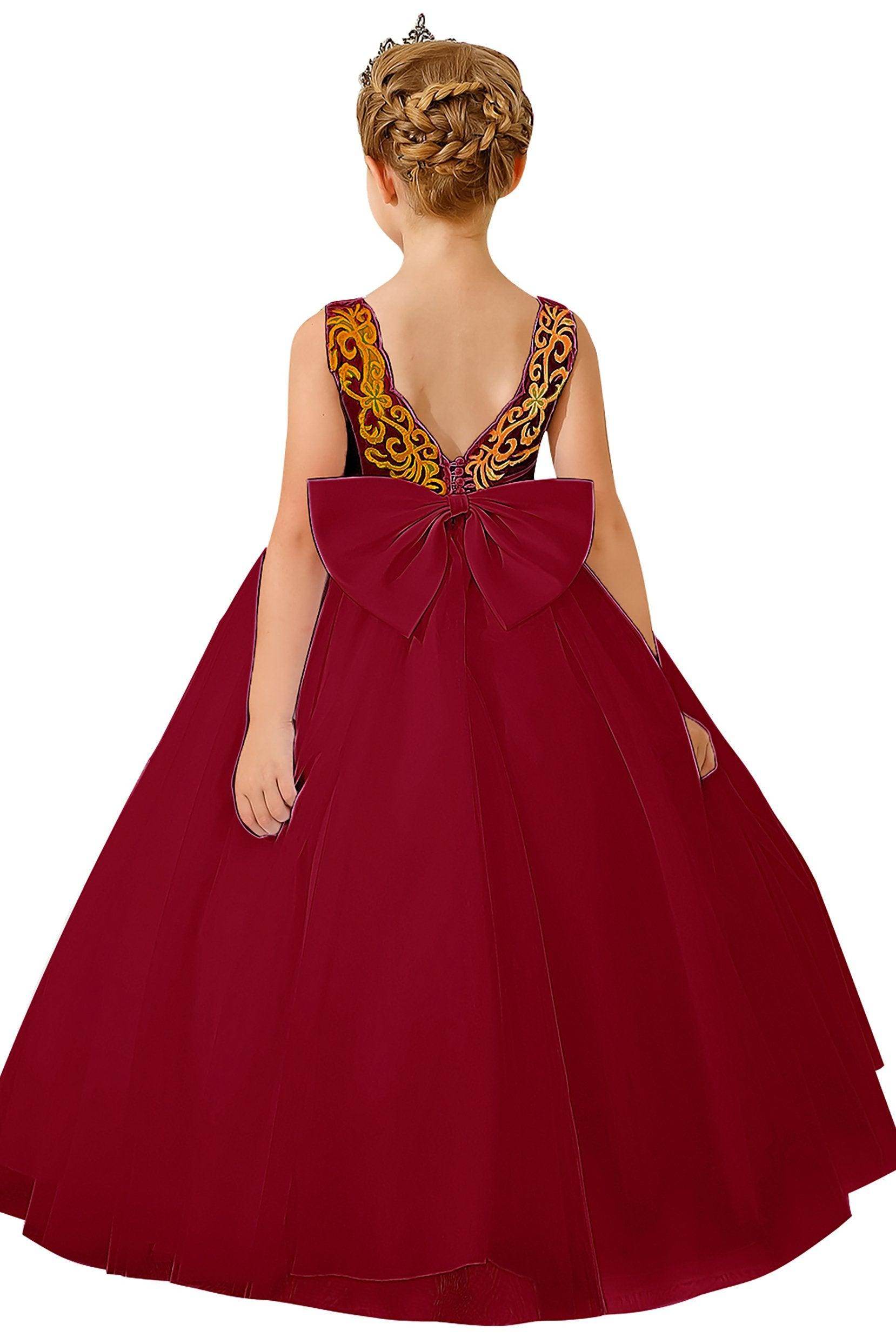 A-Line Floor Length Tulle Lace Flower Girl Dress CF0289 - COCOMELODY