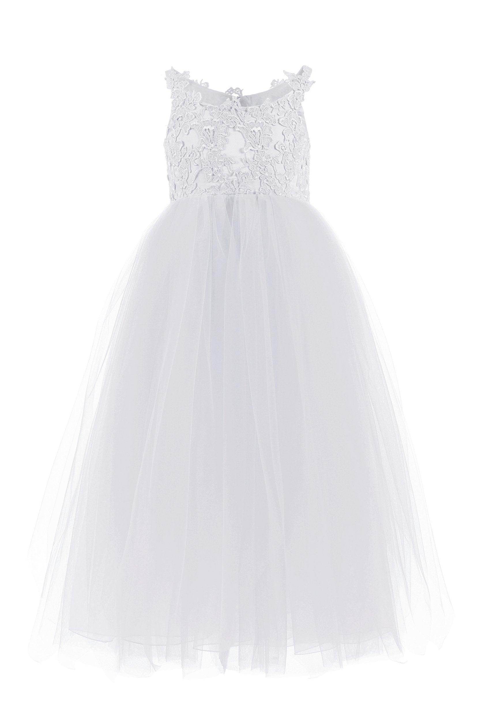 A-Line Floor Length Tulle Lace Flower Girl Dress CF0291 - COCOMELODY