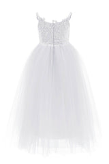 A-Line Floor Length Tulle Lace Flower Girl Dress CF0291 - COCOMELODY