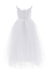 A-Line Floor Length Tulle Lace Flower Girl Dress CF0291 - COCOMELODY