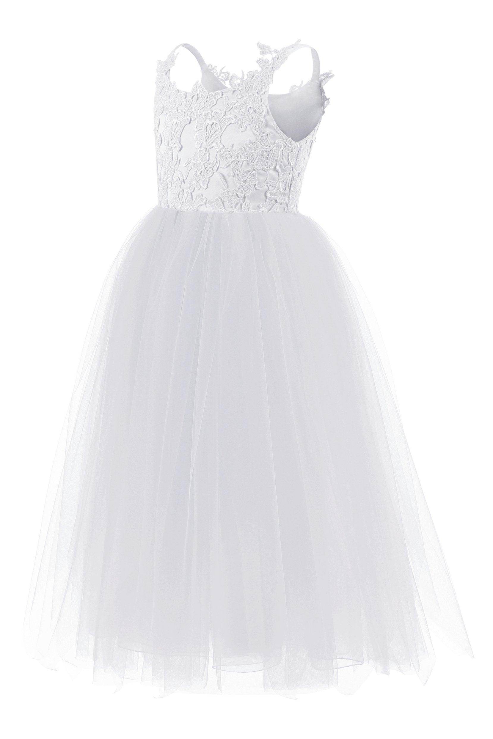 A-Line Floor Length Tulle Lace Flower Girl Dress CF0291 - COCOMELODY