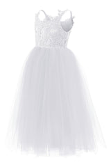 A-Line Floor Length Tulle Lace Flower Girl Dress CF0291 - COCOMELODY