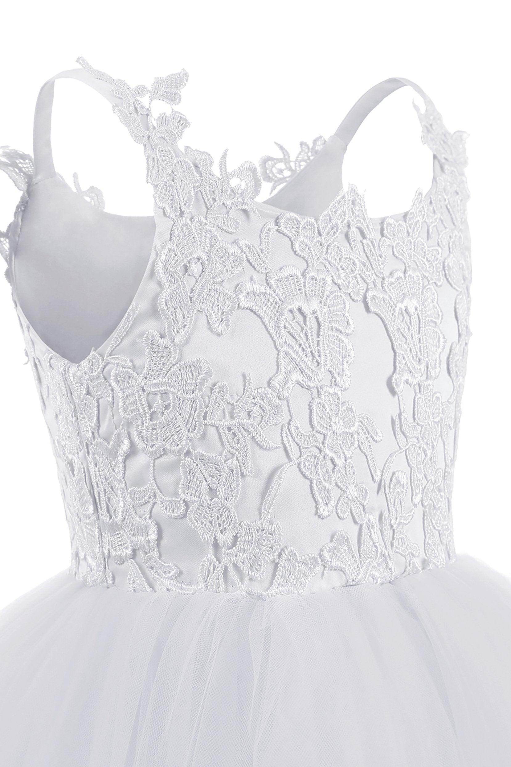 A-Line Floor Length Tulle Lace Flower Girl Dress CF0291 - COCOMELODY