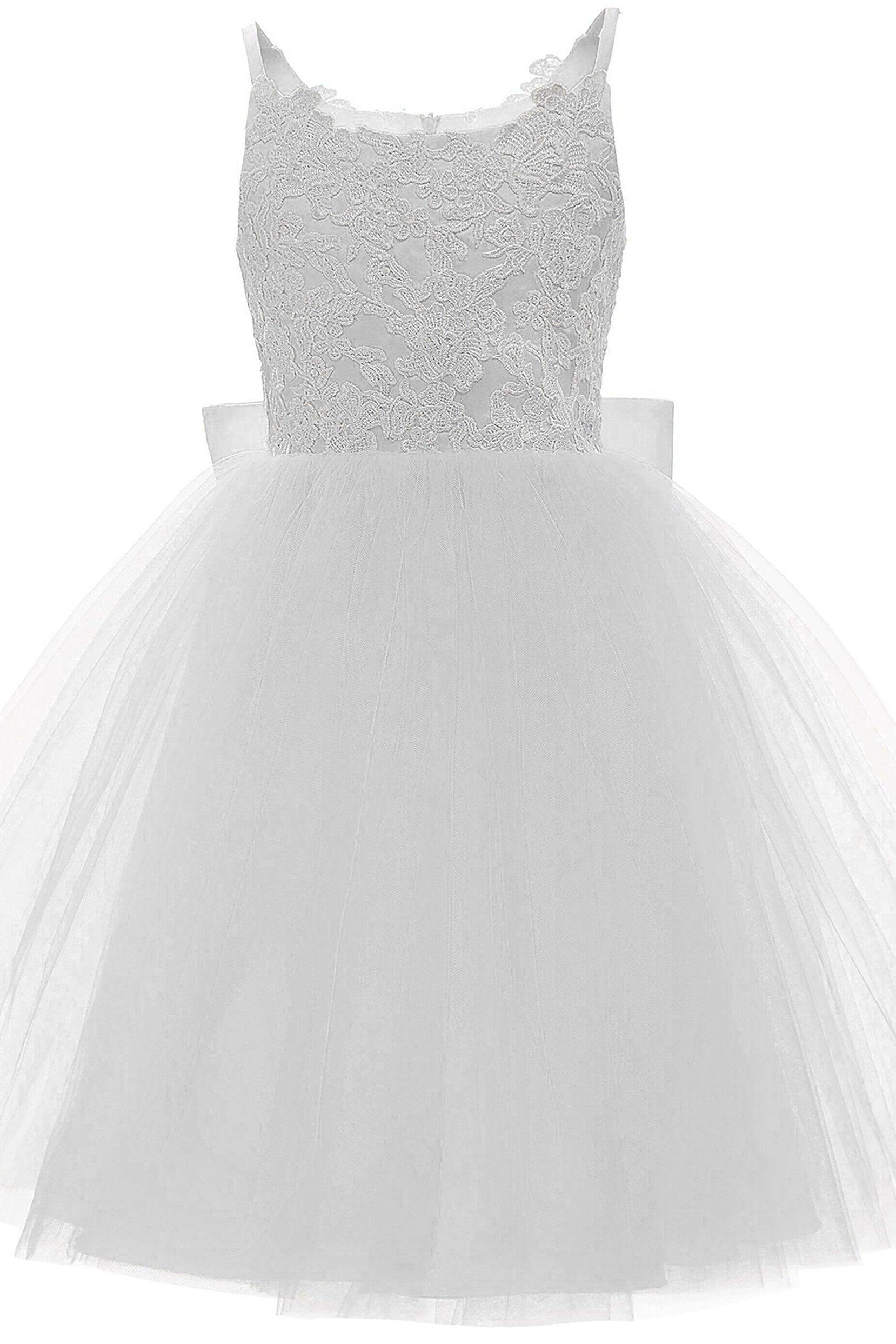 A-Line Knee Length Tulle Lace Flower Girl Dress CF0292 - COCOMELODY