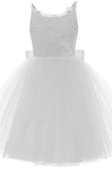 A-Line Knee Length Tulle Lace Flower Girl Dress CF0292 - COCOMELODY
