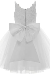 A-Line Knee Length Tulle Lace Flower Girl Dress CF0292 - COCOMELODY