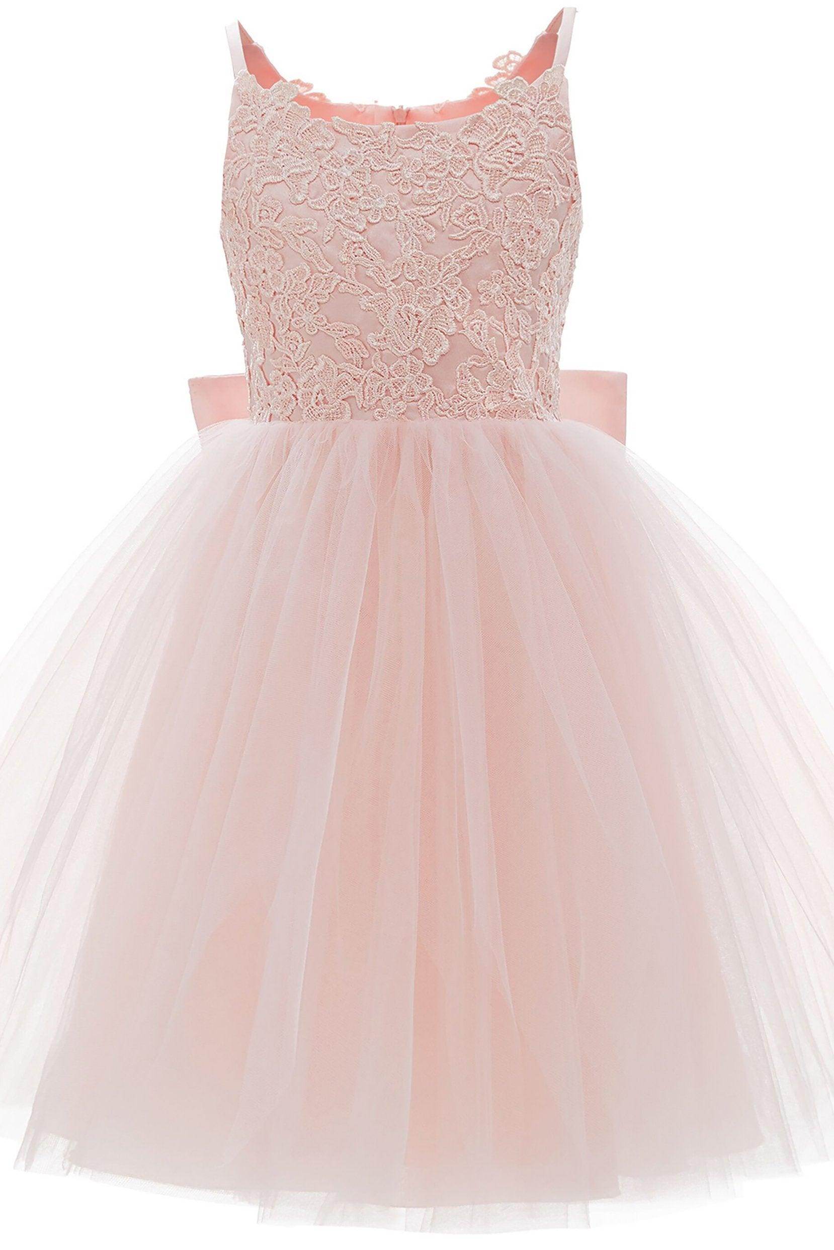 A-Line Knee Length Tulle Lace Flower Girl Dress CF0292 - COCOMELODY