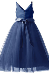 A-Line Tea Length Tulle Lace Flower Girl Dress CF0293 - COCOMELODY