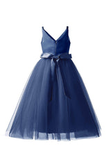 A-Line Tea Length Tulle Lace Flower Girl Dress CF0293 - COCOMELODY