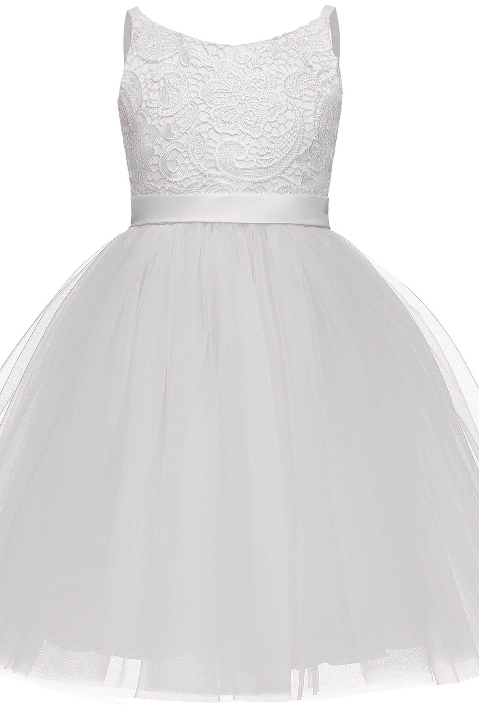 A-Line Knee Length Tulle Lace Flower Girl Dress CF0294 - COCOMELODY