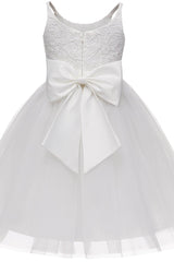 A-Line Knee Length Tulle Lace Flower Girl Dress CF0294 - COCOMELODY