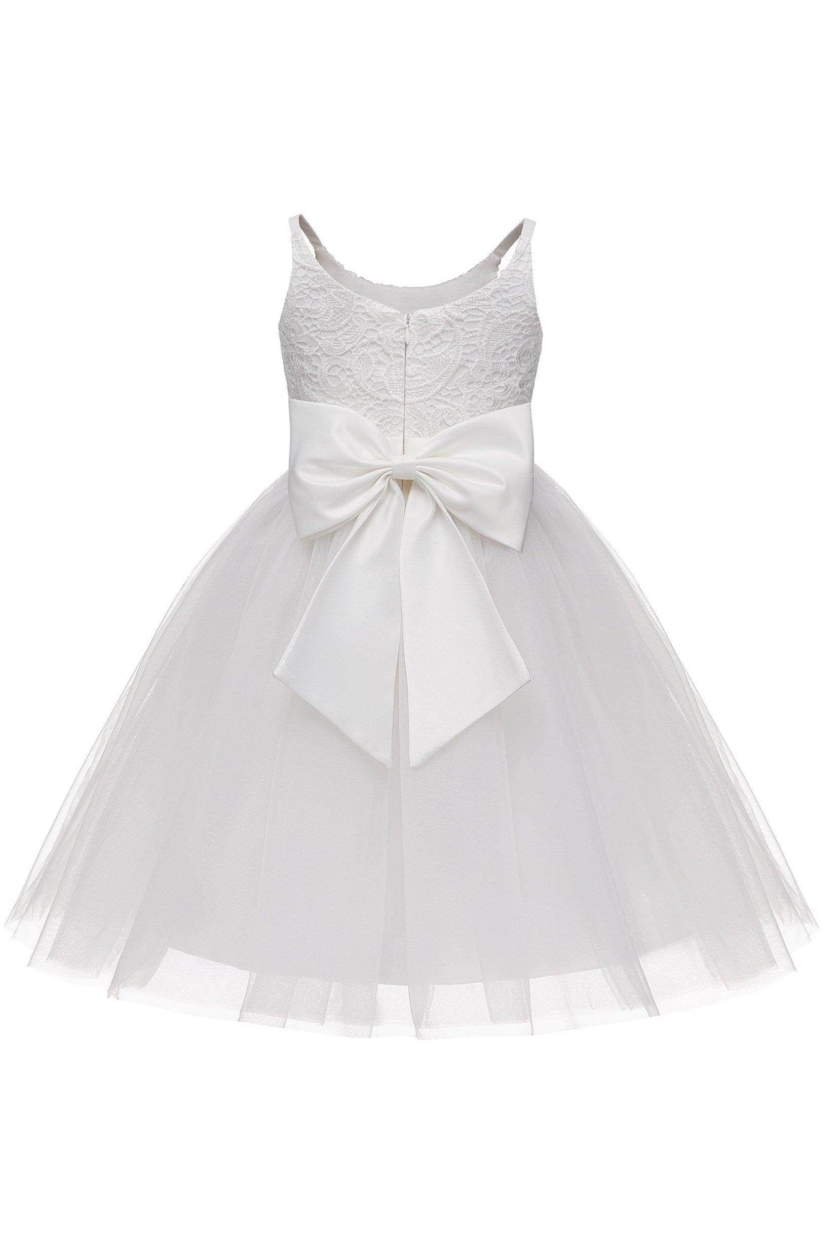 A-Line Knee Length Tulle Lace Flower Girl Dress CF0294 - COCOMELODY