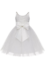 A-Line Knee Length Tulle Lace Flower Girl Dress CF0294 - COCOMELODY