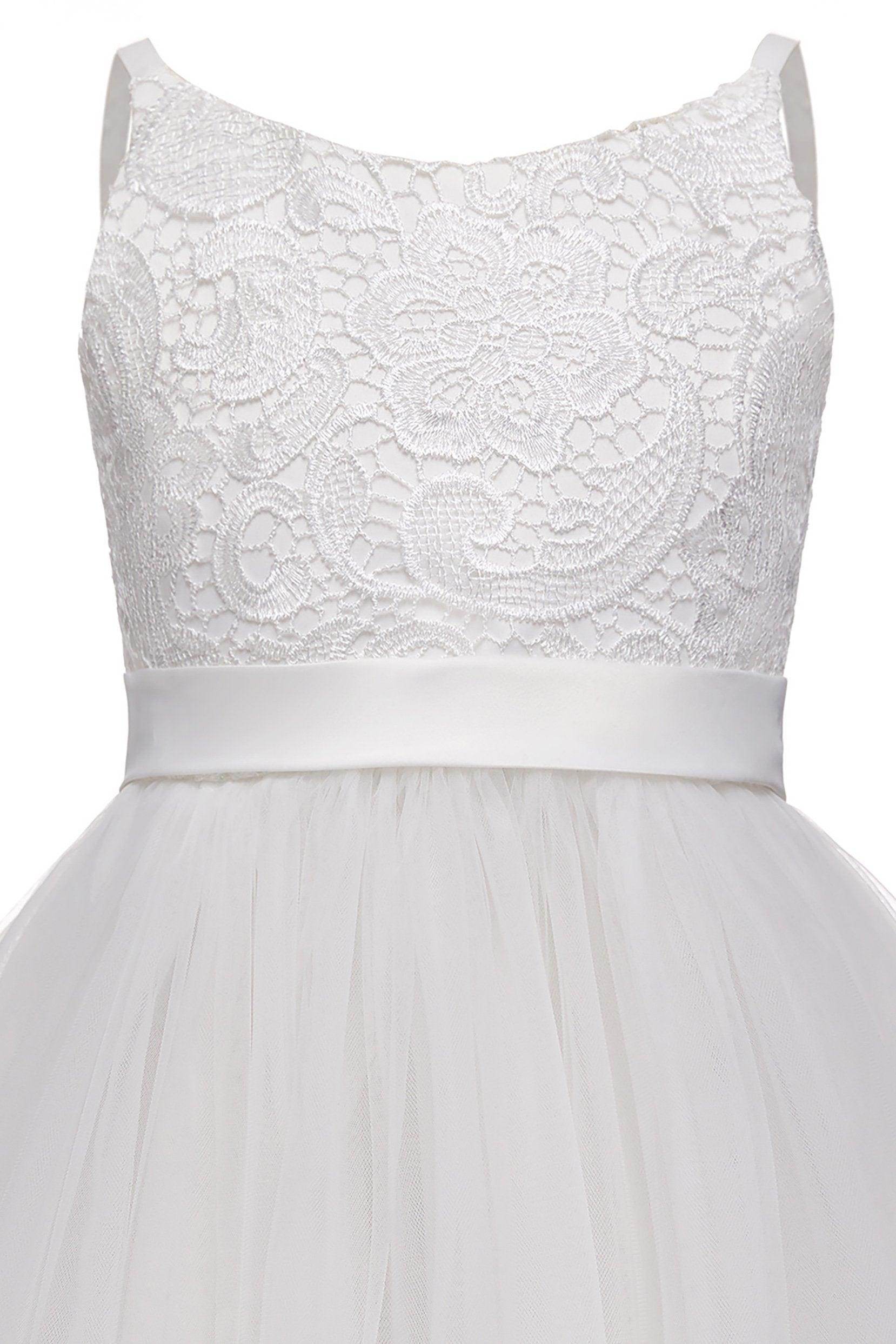 A-Line Knee Length Tulle Lace Flower Girl Dress CF0294 - COCOMELODY