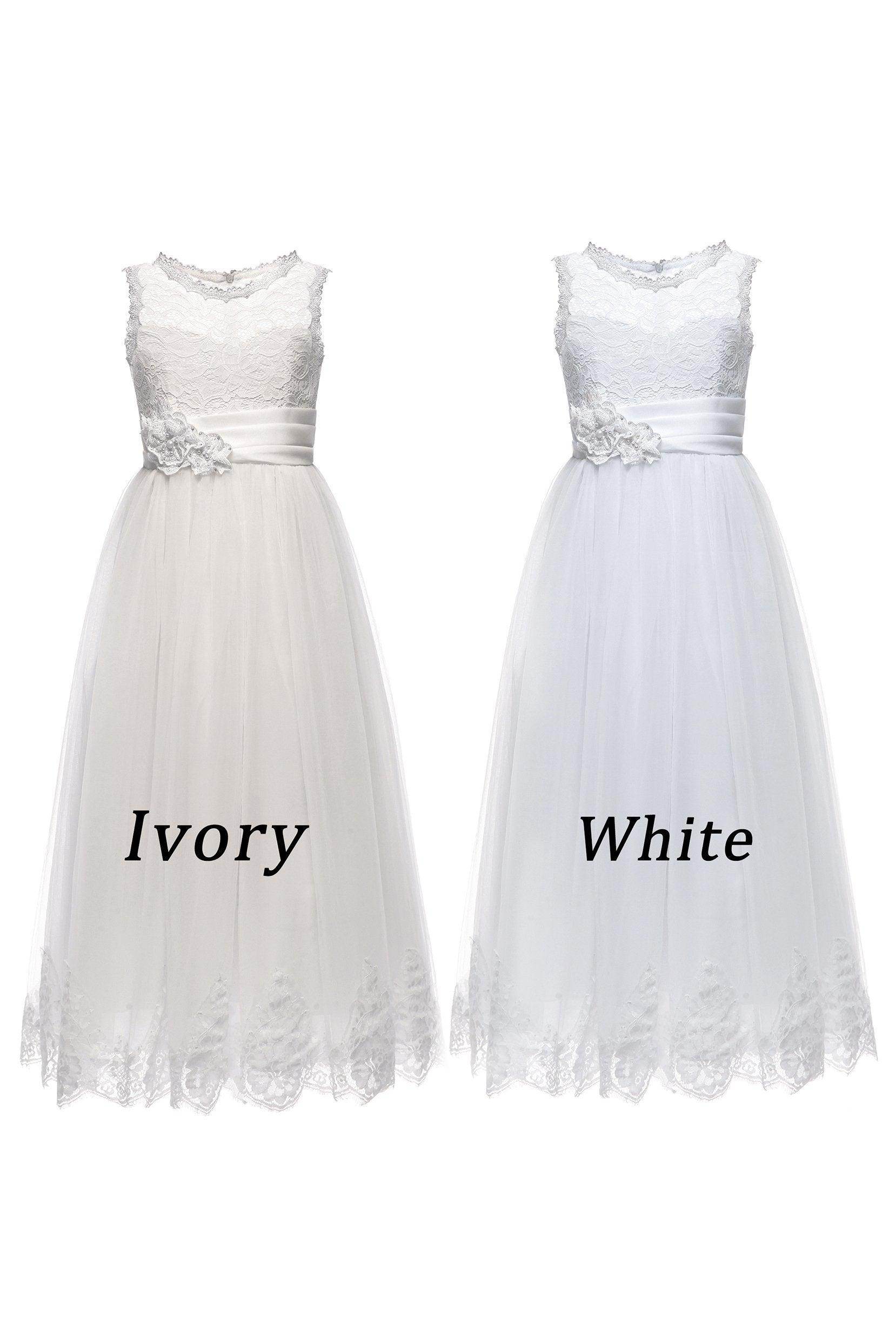 A-Line Floor Length Tulle Lace Flower Girl Dress CF0298 - COCOMELODY