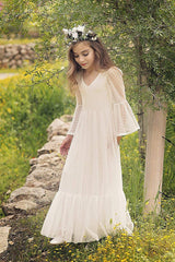 A-Line Floor Length Tulle Lace Flower Girl Dress CF0299 - COCOMELODY