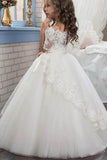 Ball Gown Floor Length Tulle Lace Flower Girl Dress CF0300 - COCOMELODY
