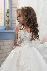 Ball Gown Floor Length Tulle Lace Flower Girl Dress CF0300 - COCOMELODY