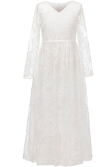 A-Line Floor Length Lace Flower Girl Dress CF0301 - COCOMELODY