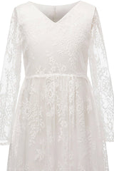 A-Line Floor Length Lace Flower Girl Dress CF0301 - COCOMELODY