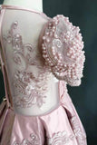 A-Line Ankle Length Taffeta Lace Flower Girl Dress CF0302 - COCOMELODY