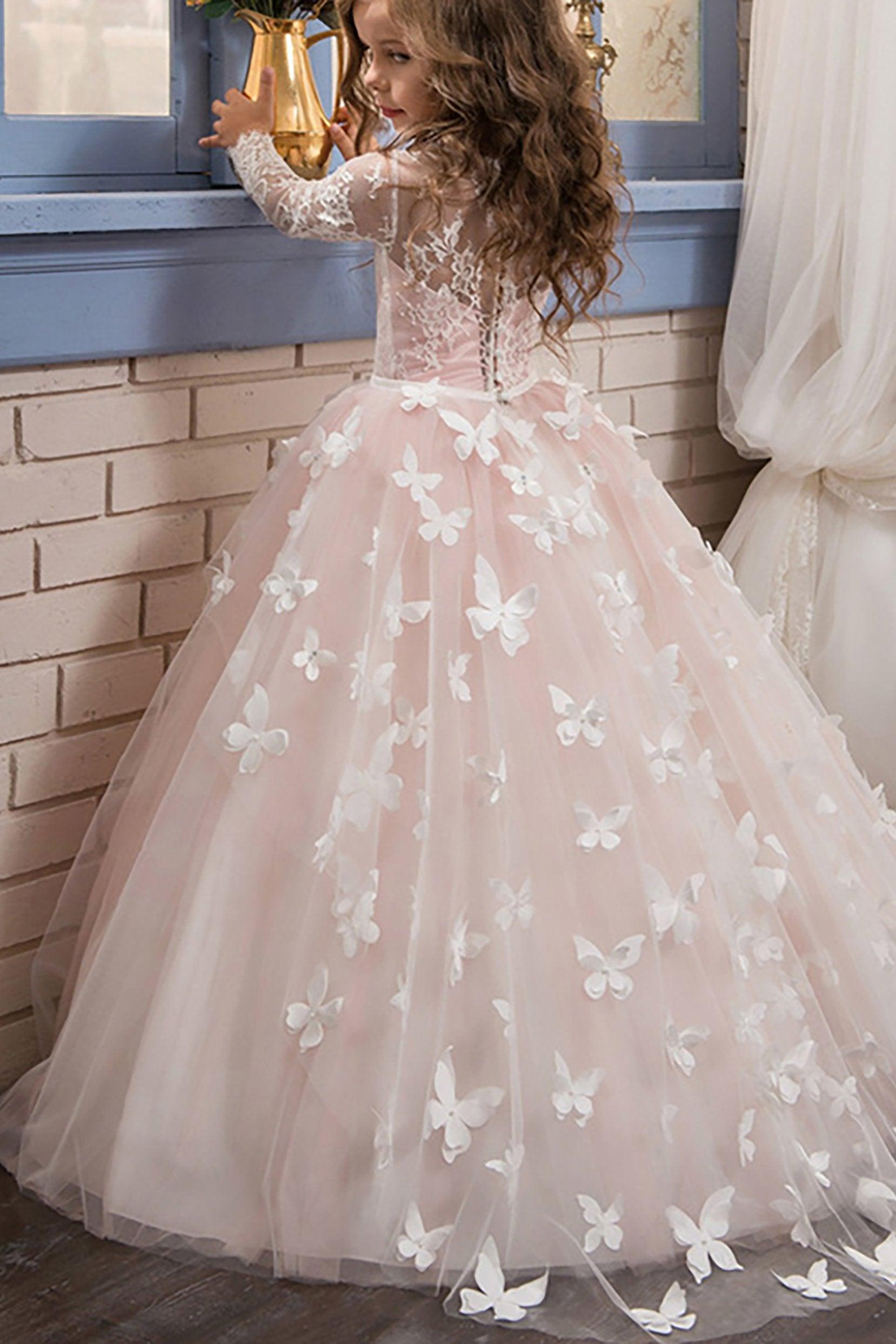 Ball Gown Floor Length Tulle Lace Flower Girl Dress CF0304 - COCOMELODY