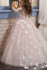 Ball Gown Floor Length Tulle Lace Flower Girl Dress CF0304 - COCOMELODY