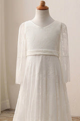 A-Line Floor Length Tulle Lace Flower Girl Dress CF0306 - COCOMELODY