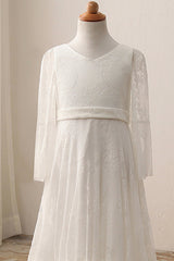 A-Line Floor Length Tulle Lace Flower Girl Dress CF0306 - COCOMELODY