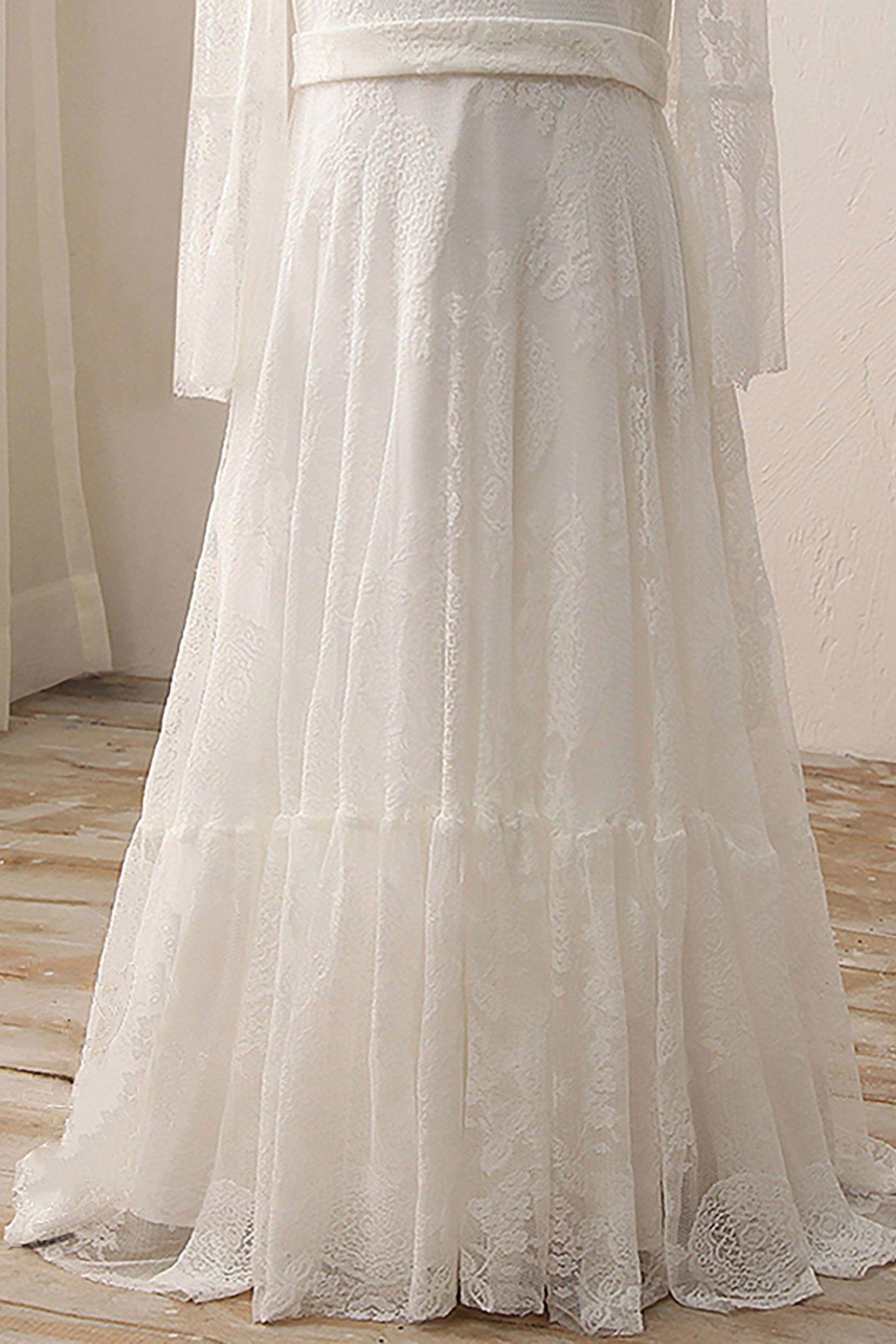A-Line Floor Length Tulle Lace Flower Girl Dress CF0306 - COCOMELODY