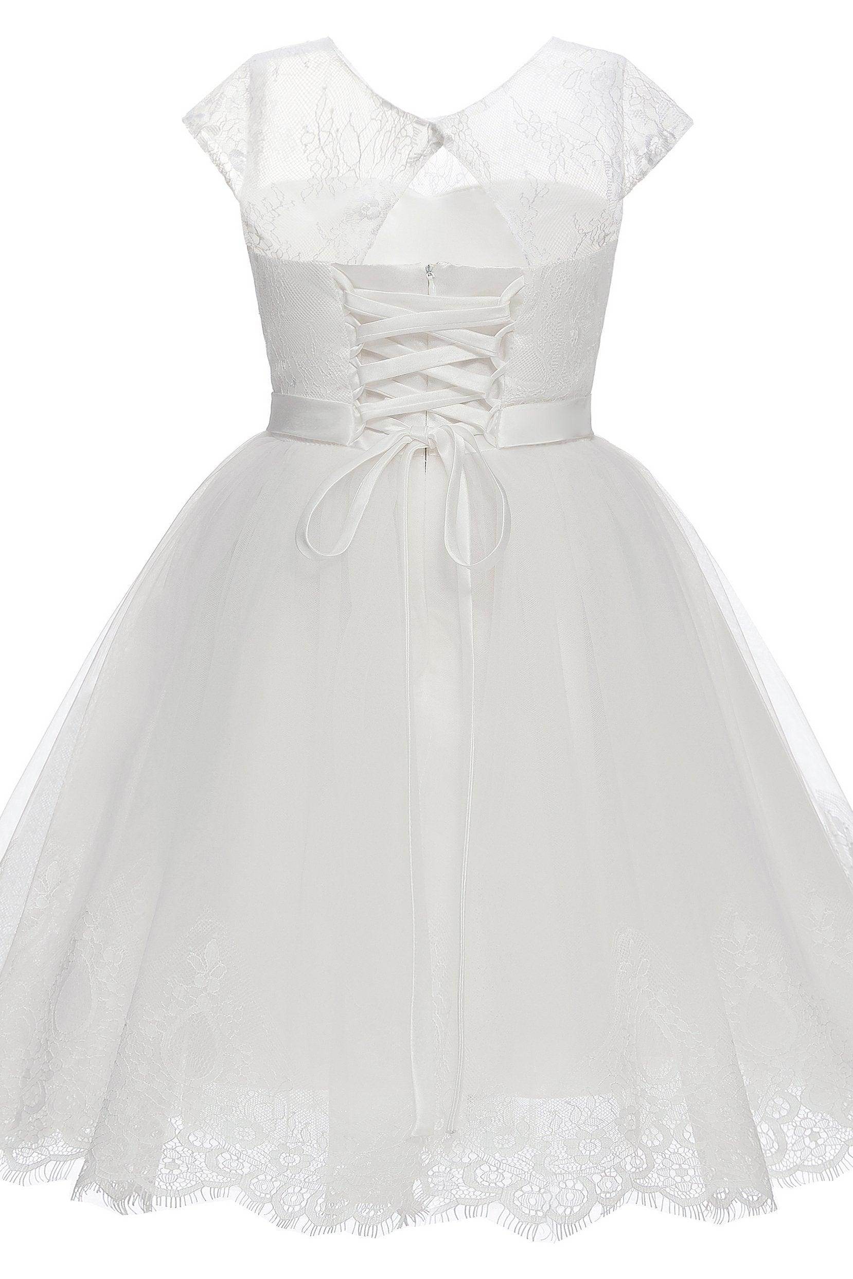 A-Line Knee Length Tulle Lace Flower Girl Dress CF0307 - COCOMELODY