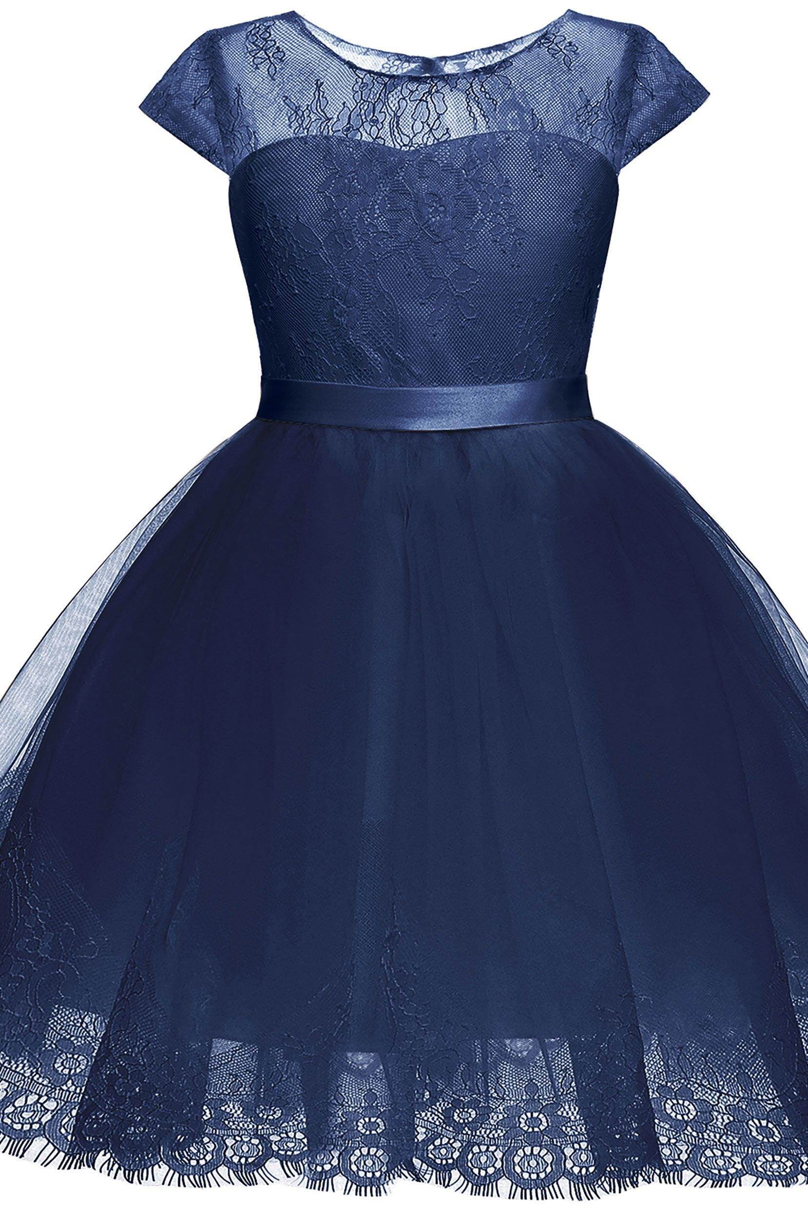 A-Line Knee Length Tulle Lace Flower Girl Dress CF0307 - COCOMELODY
