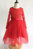 A-Line Floor Length Tulle Lace Flower Girl Dress CF0310 - COCOMELODY