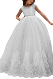 A-Line Floor Length Tulle Lace Flower Girl Dress CF0311 - COCOMELODY