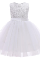 A-Line Tea Length Tulle Lace Flower Girl Dress CF0312 - COCOMELODY
