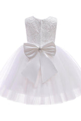 A-Line Tea Length Tulle Lace Flower Girl Dress CF0312 - COCOMELODY