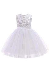A-Line Tea Length Tulle Lace Flower Girl Dress CF0312 - COCOMELODY