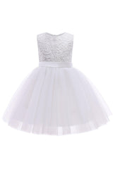 A-Line Tea Length Tulle Lace Flower Girl Dress CF0312 - COCOMELODY
